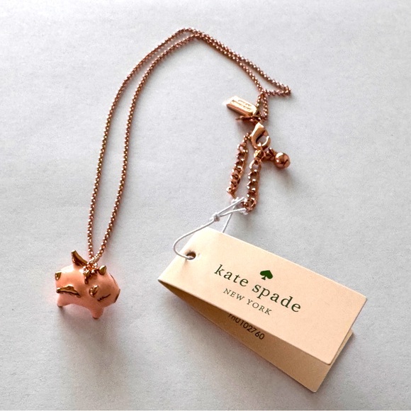 New KATE SPADE Rose Gold Pink Multi Imagination Flying Pig Necklace. 😍👀🥰 - Picture 1 of 8